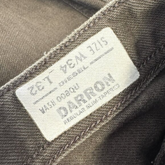 Diesel Jeans Mens Size 34x32 Darron Regular Slim Tapered Brown Denim Button Fly - Picture 6 of 8